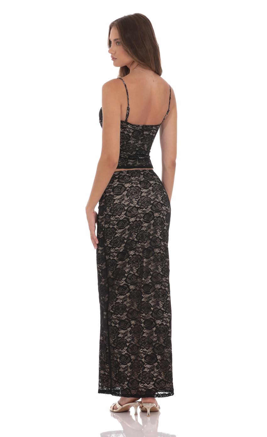 Lace Bodycon Two Piece Set in Black