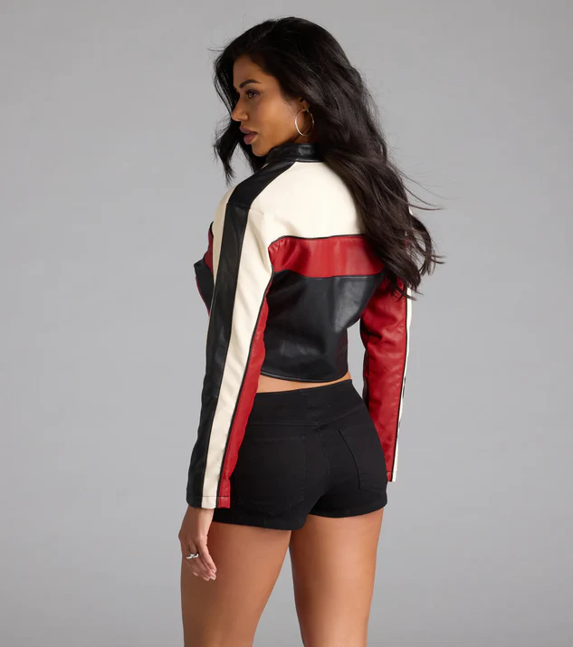 Ride In Style Faux Leather Moto Crop Jacket