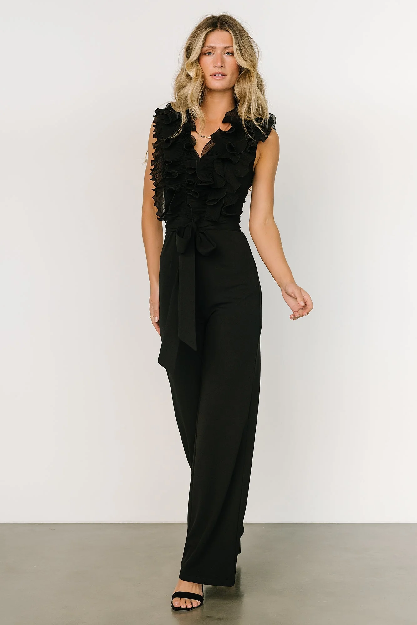 Tyra Ruffle Tank Jumpsuit | Black