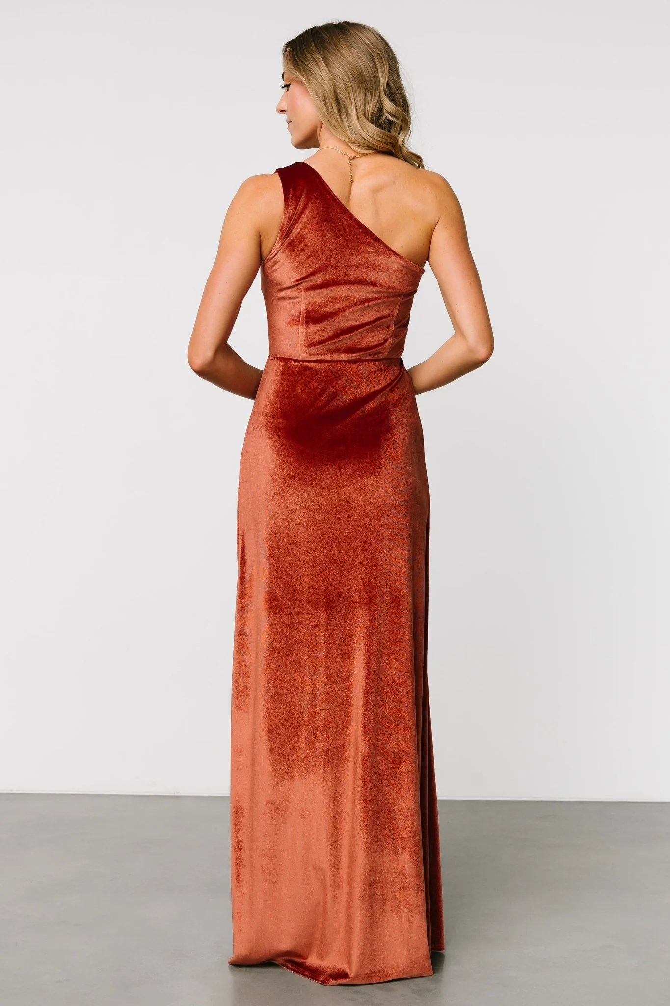 Tatiana Velvet One Shoulder Maxi Dress | Cinnamon
