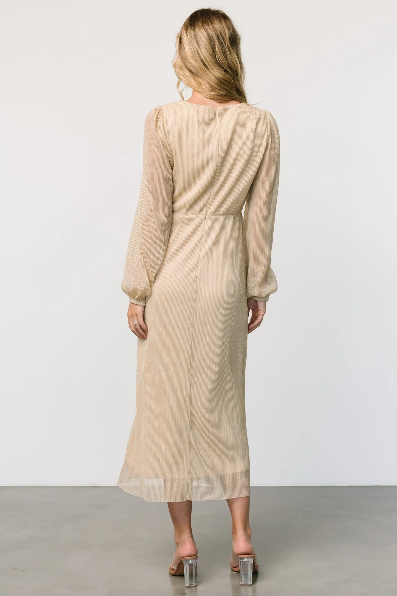 Devlyn Pleated Dress | Golden Shimmer