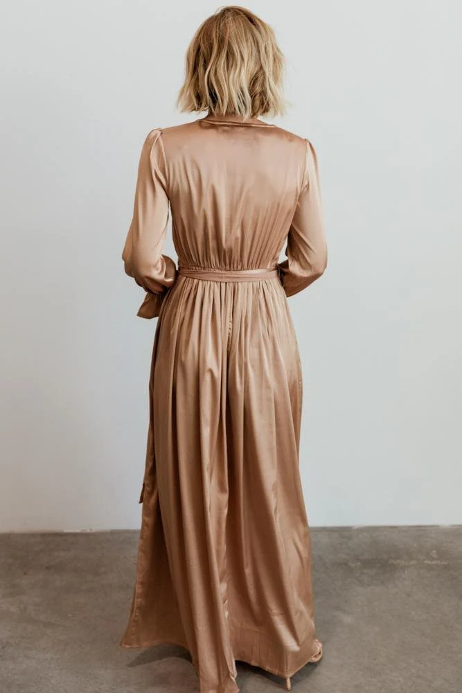 Holly Satin Maxi Dress | Champagne