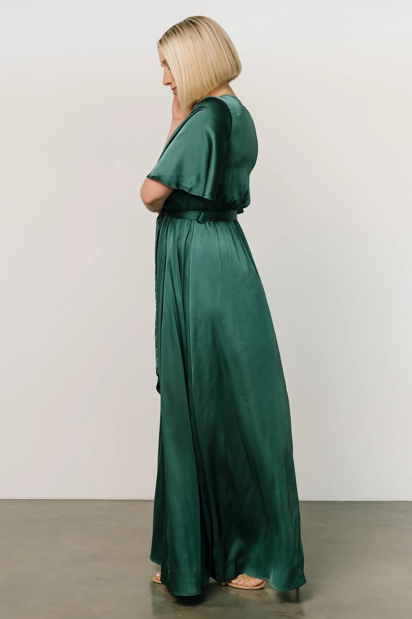 Kensington Satin Maxi Dress | Hunter Green