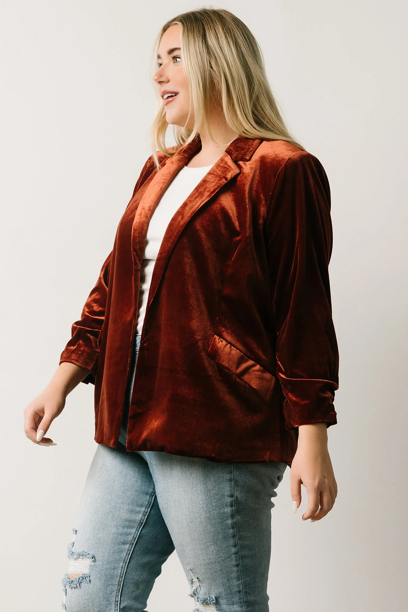 Brinton Velvet Blazer | Cinnamon