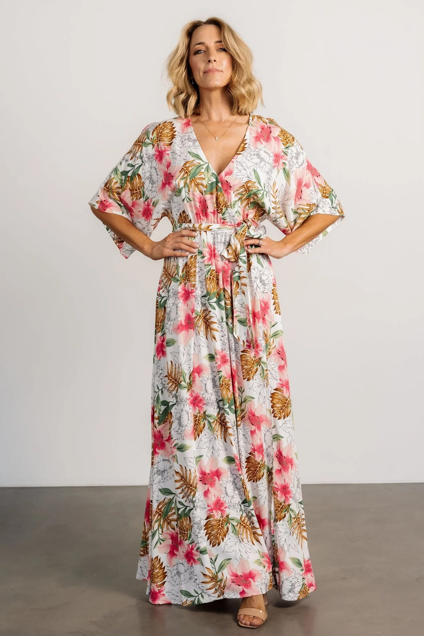 Harmonia Kimono Maxi Dress | White Multi Print