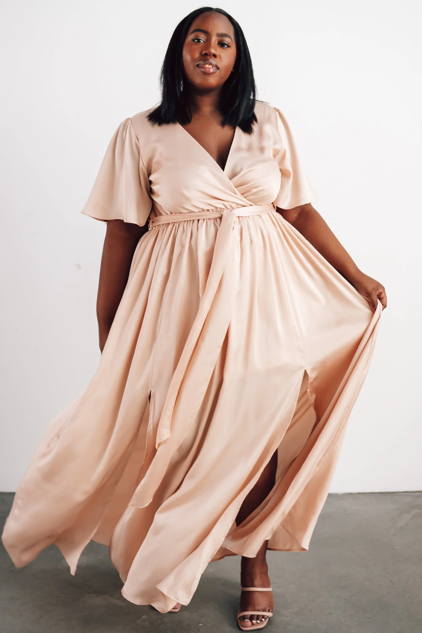 Sicily Satin Maxi Dress | Natural