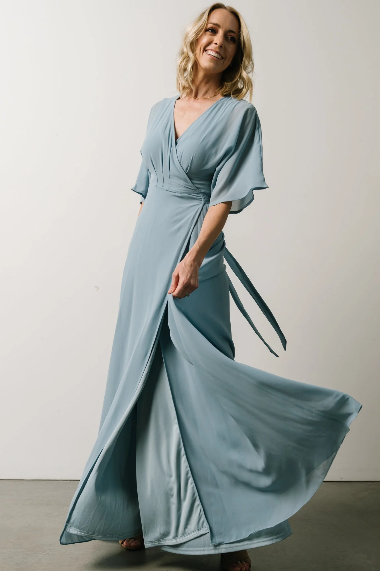 Lilly Wrap Maxi Dress | Dusty Blue