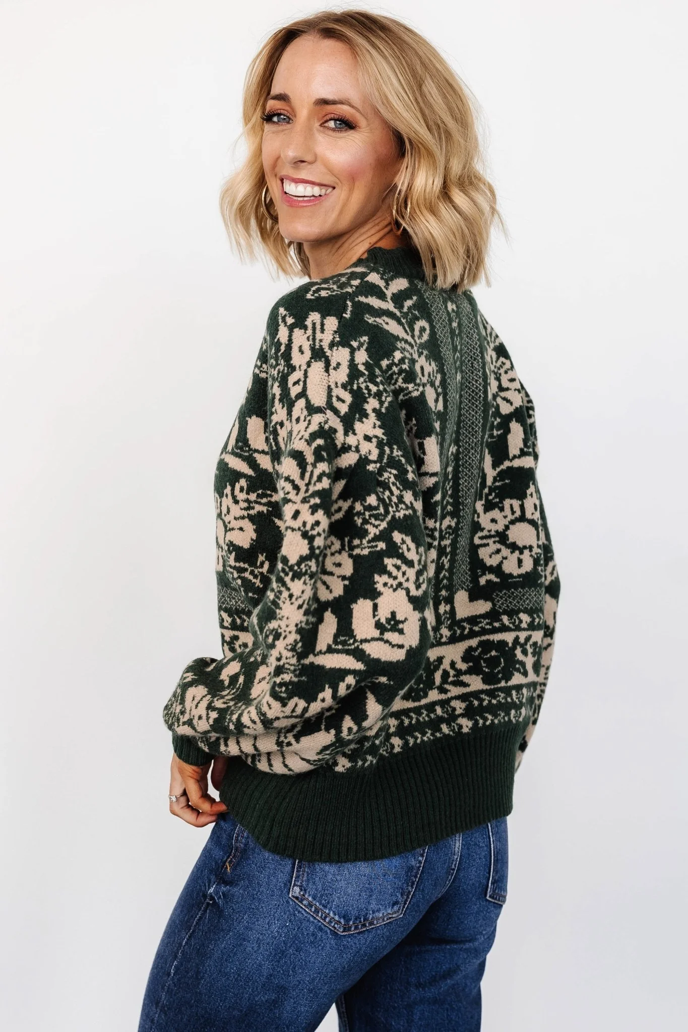 Salzburg Sweater | Dark Green + Taupe