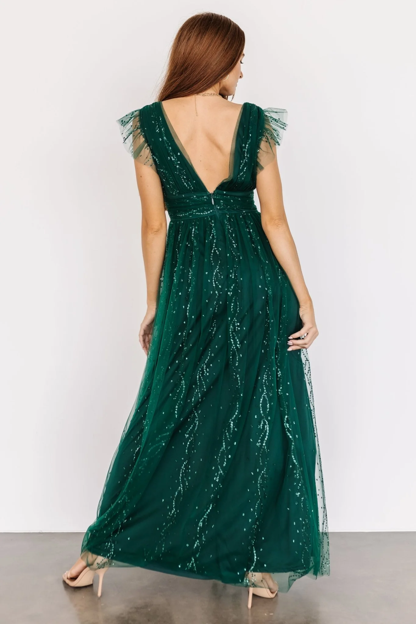 Annika Sequin Mesh Maxi Dress | Green