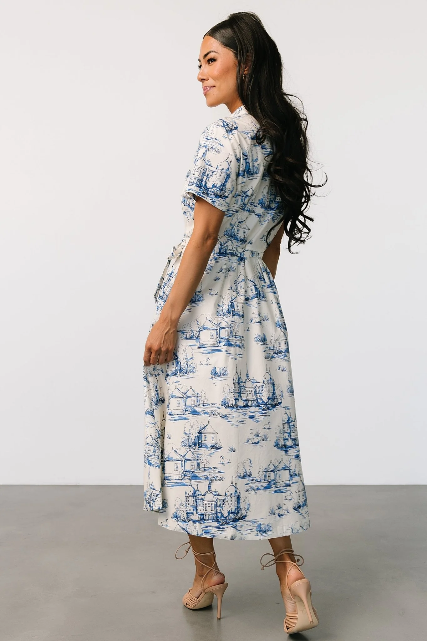 Layne Midi Dress | Cream + Blue