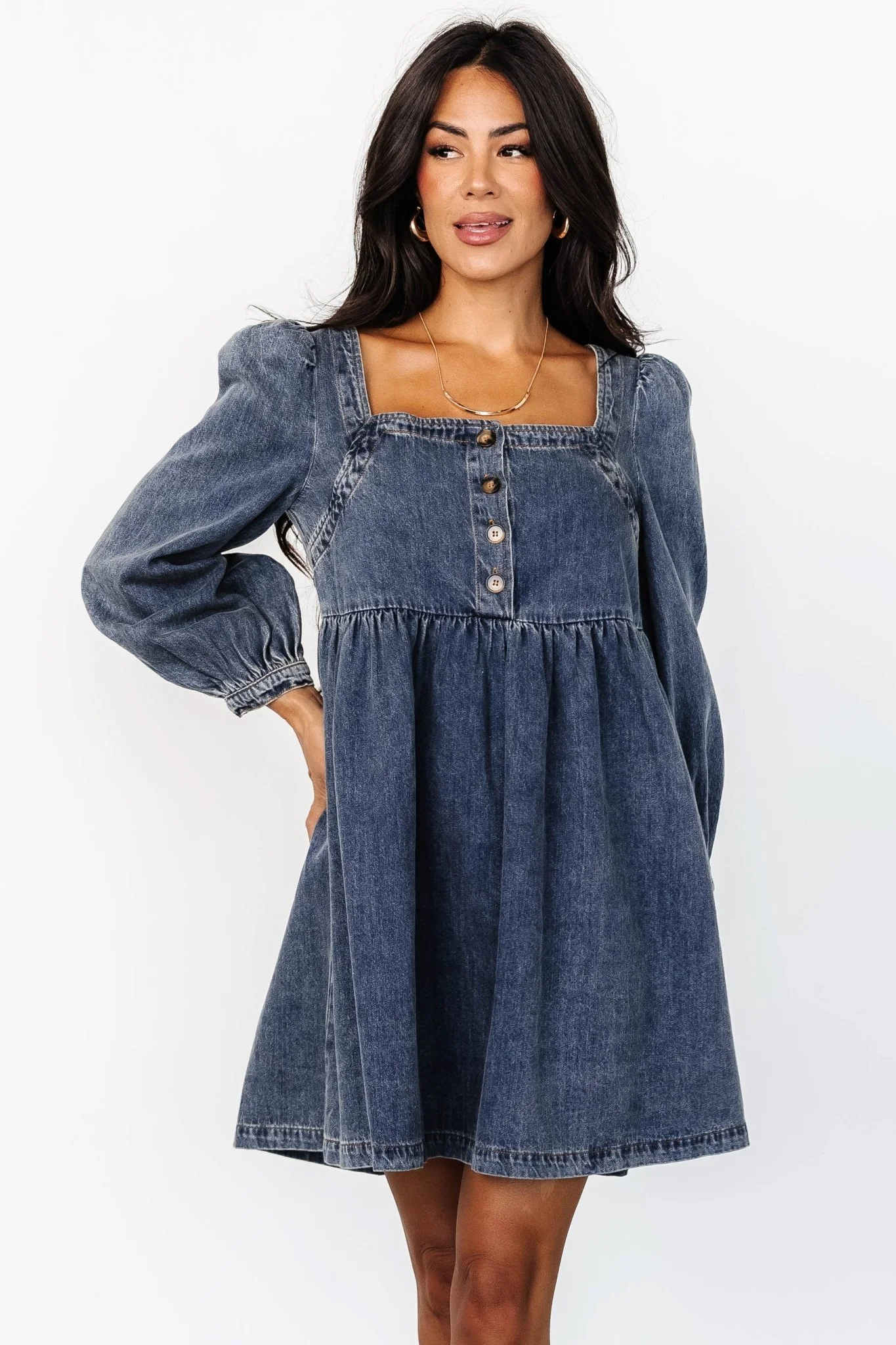 Gretchen Denim Short Dress | Blue