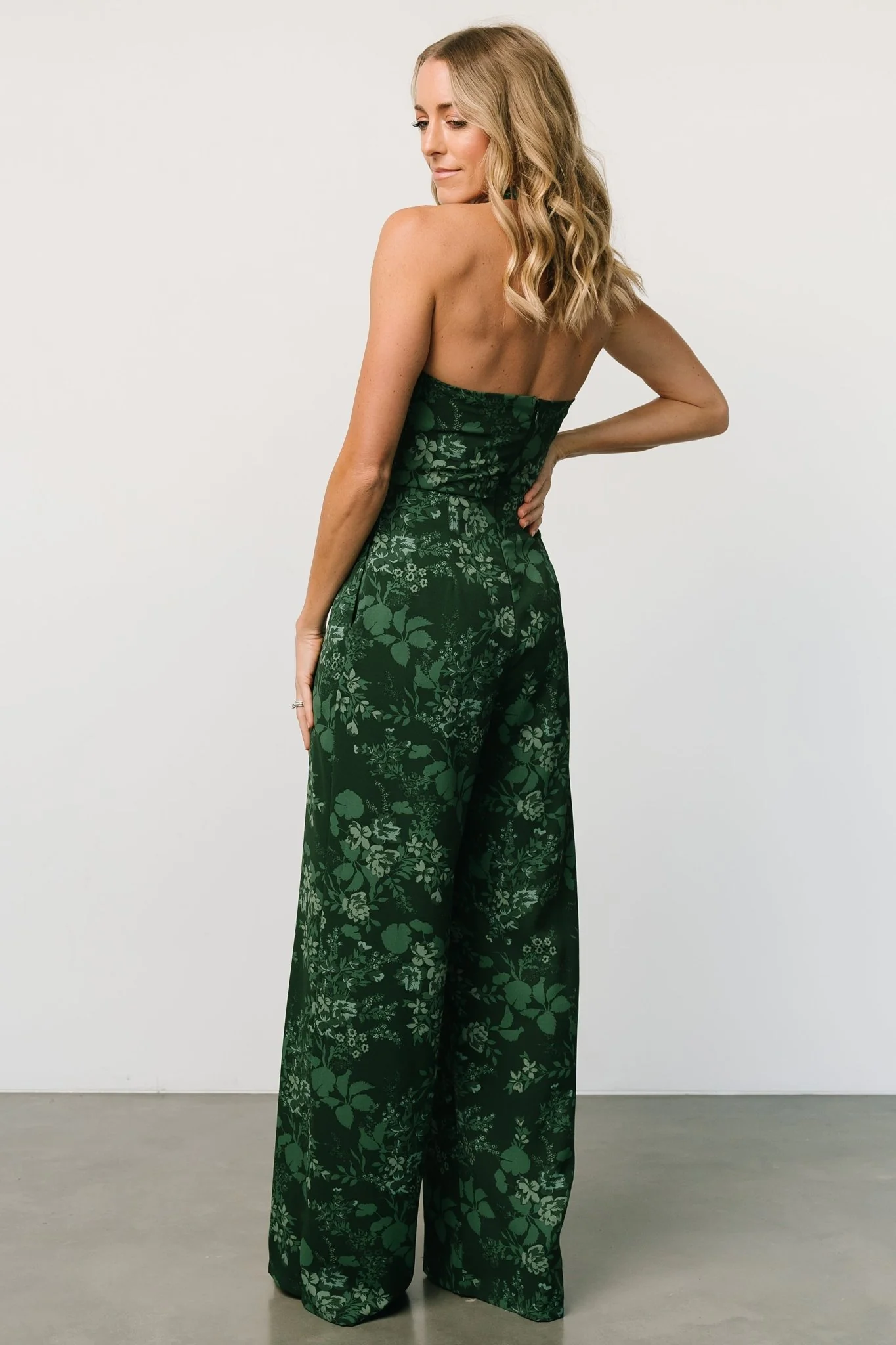 Freya Halter Jumpsuit | Emerald Floral