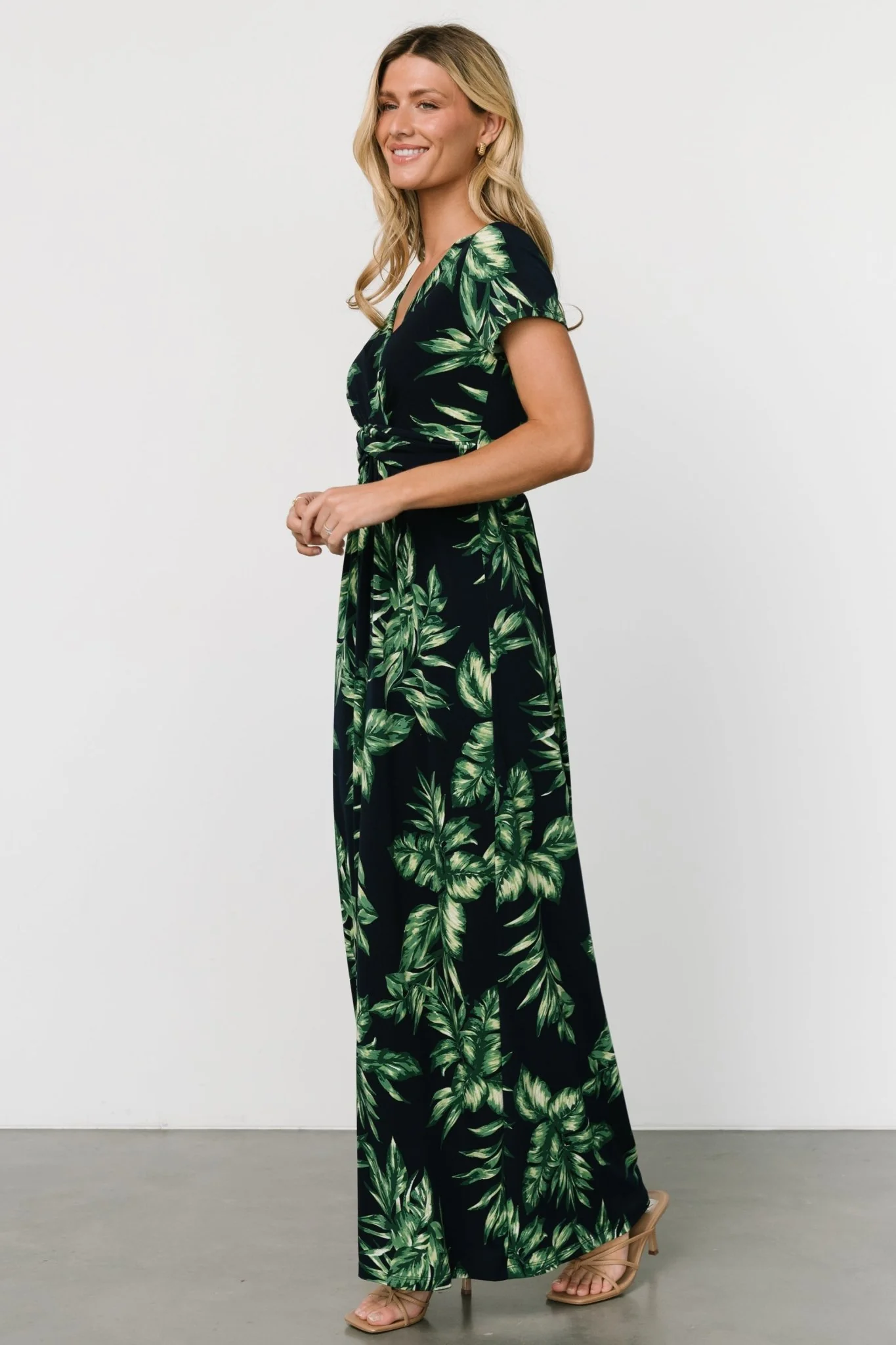 Soleil Maxi Dress | Black Leaf Print