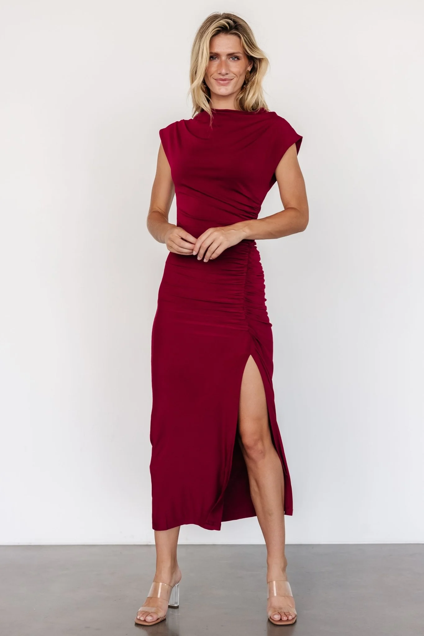 Sasha Ruched Maxi Dress | Berry