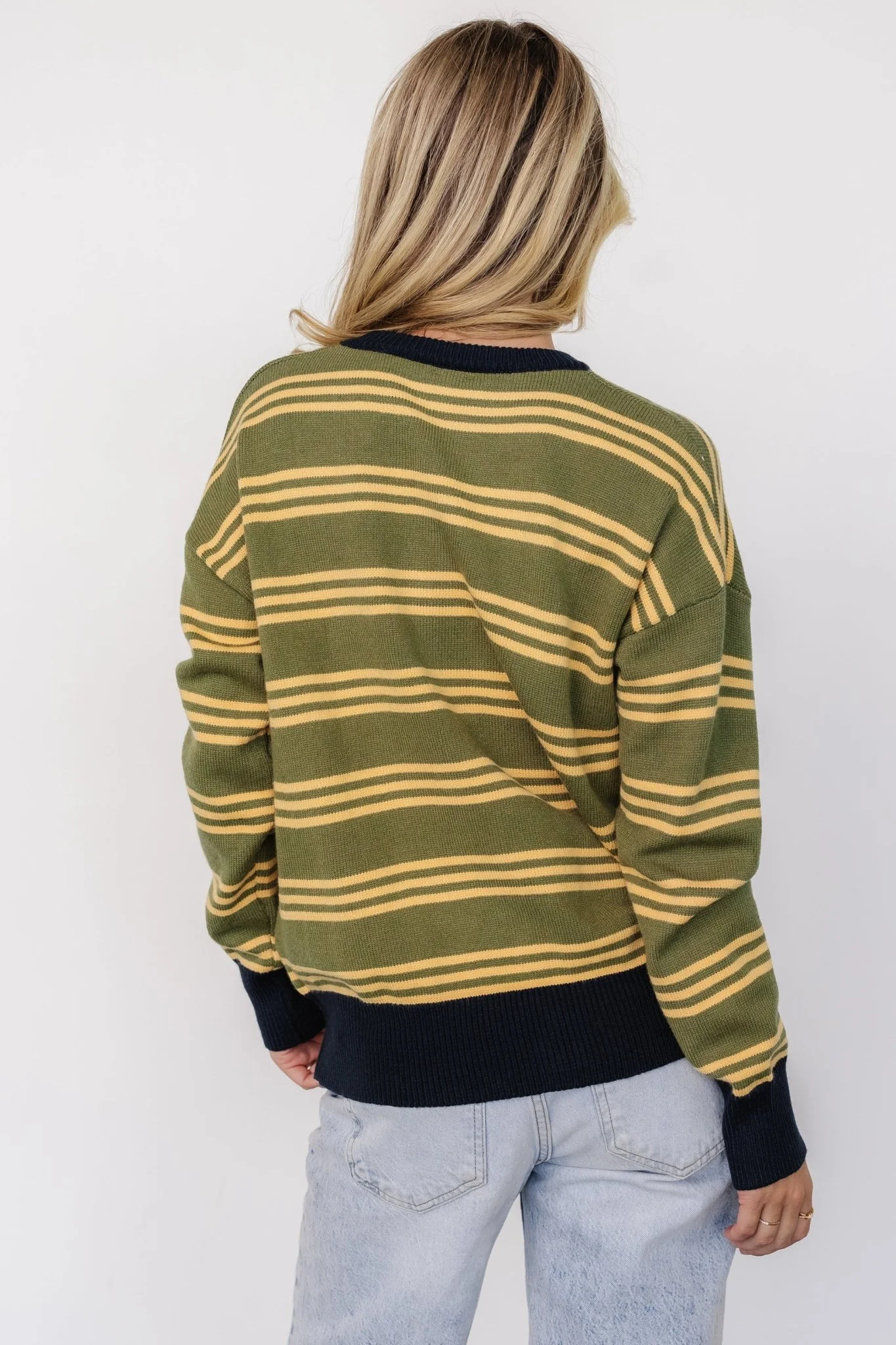 Thomas Striped Sweater | Olive Multi