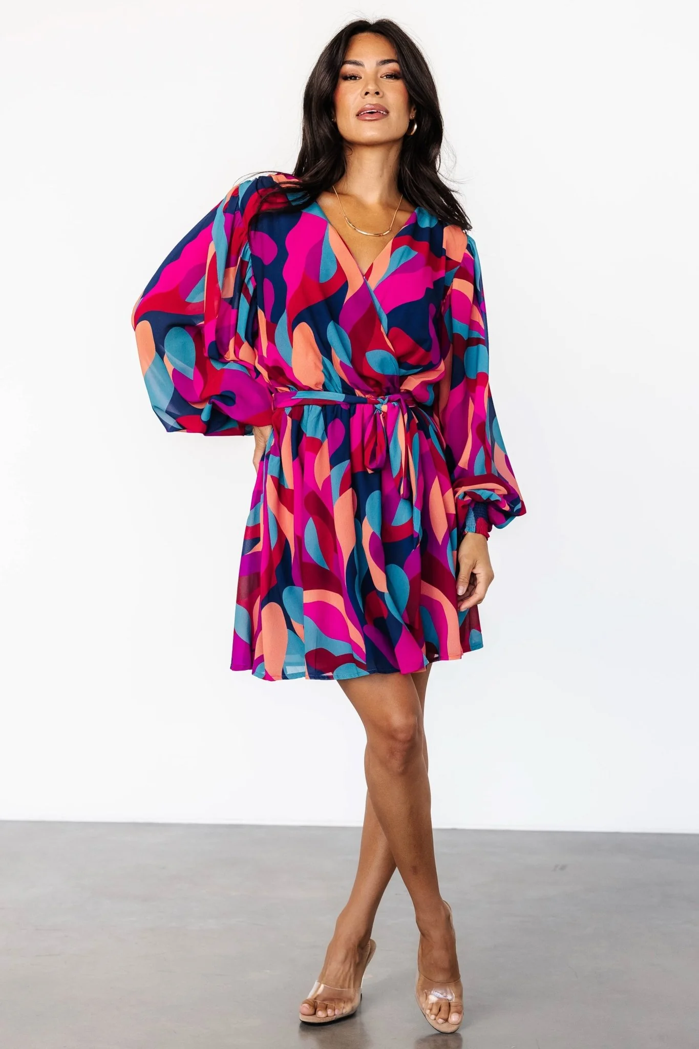 Lyndsi Short Dress | Magenta Multi