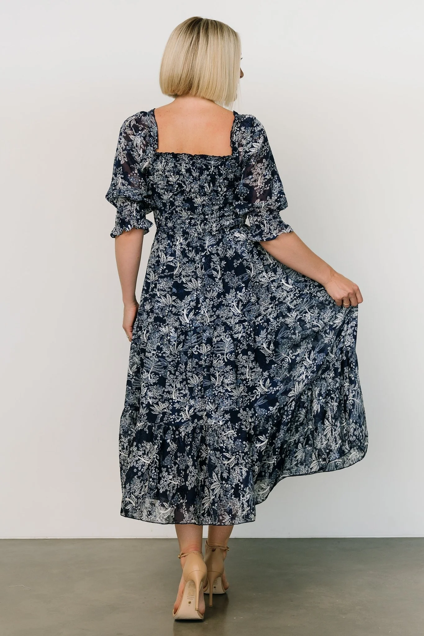 Fabian Jacquard Midi Dress | Indigo Print