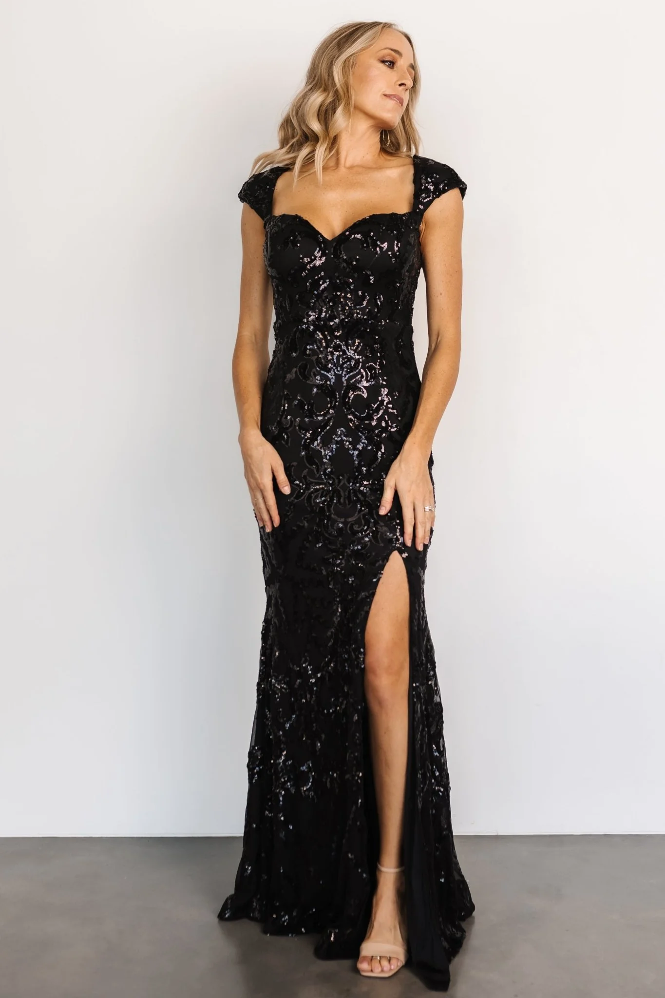 Kylene Sequin Maxi Gown | Black