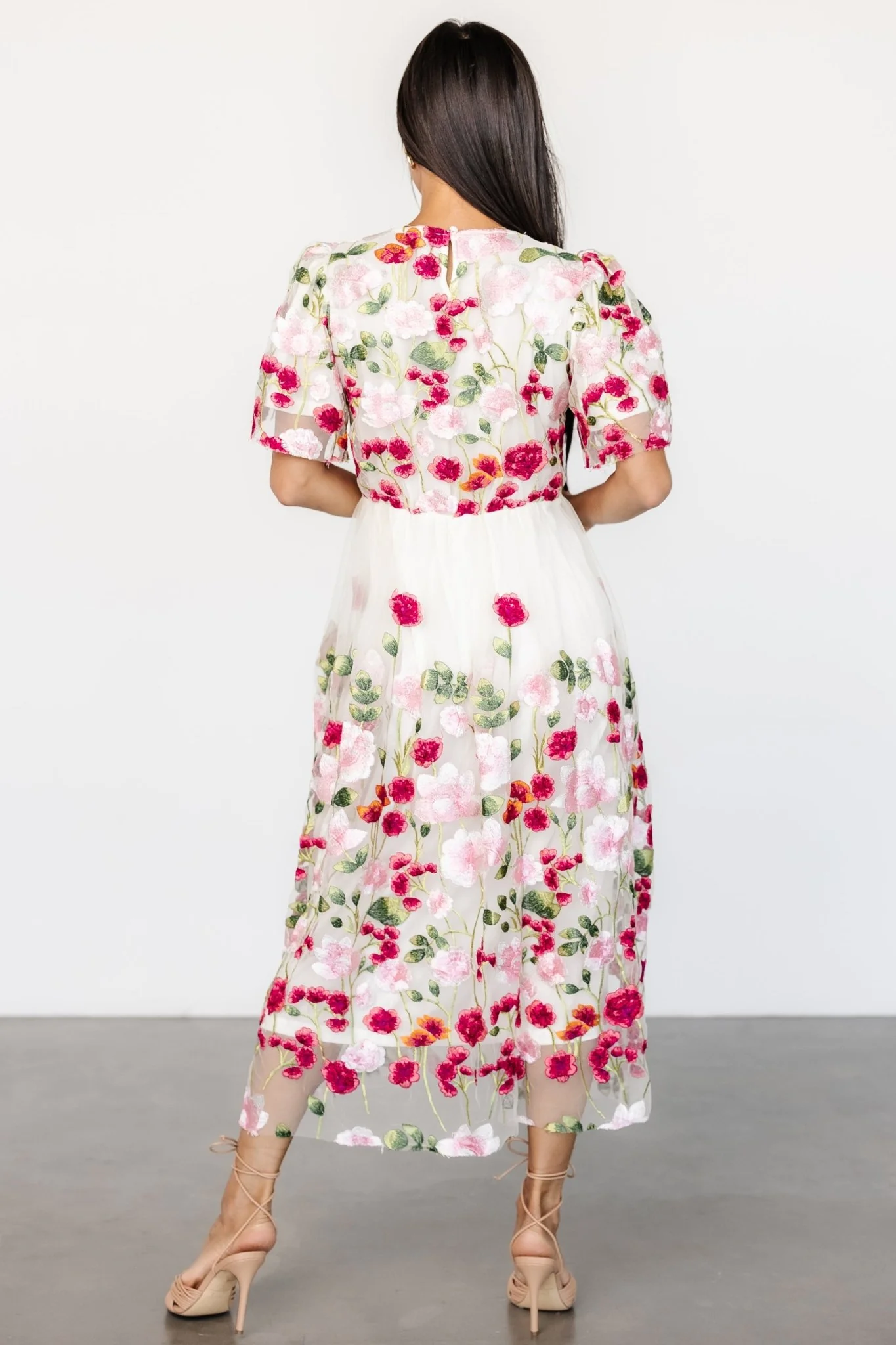 Anastasie Floral Embroidered Dress | Pink Multi
