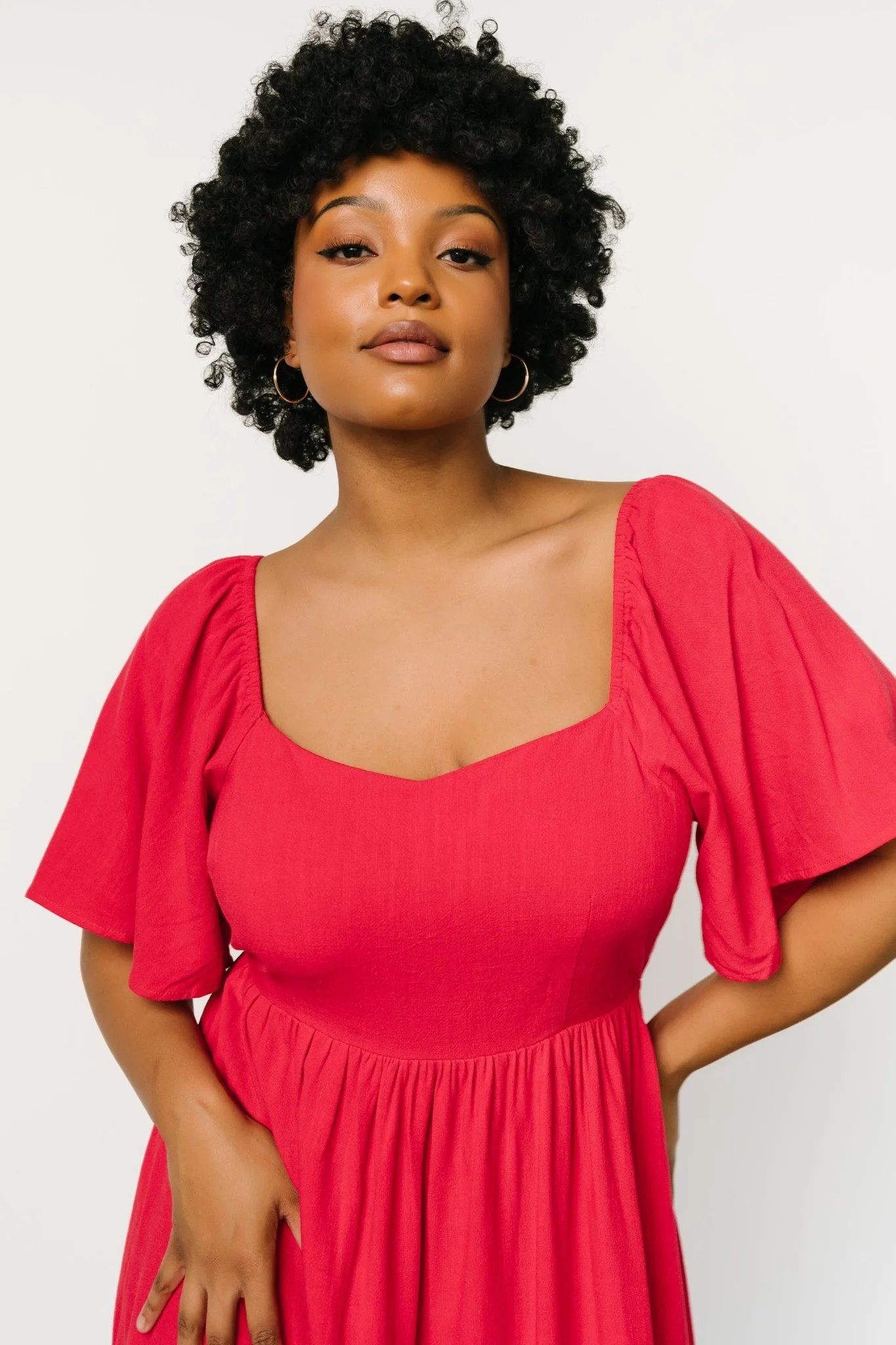 Raquel Back Tie Midi Dress | Red