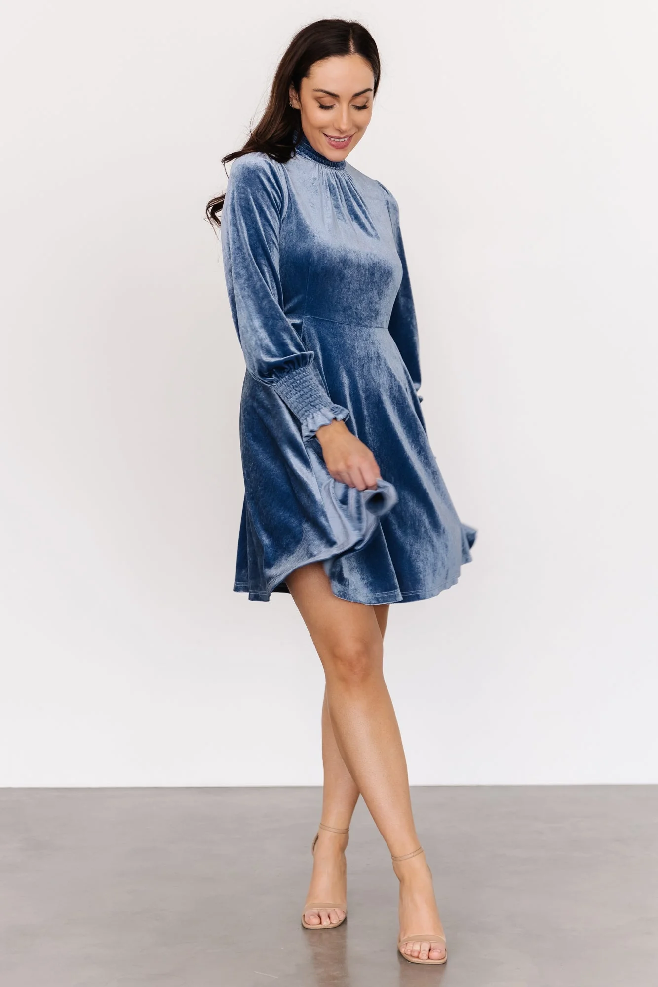 Tina Velvet Short Dress | Blue