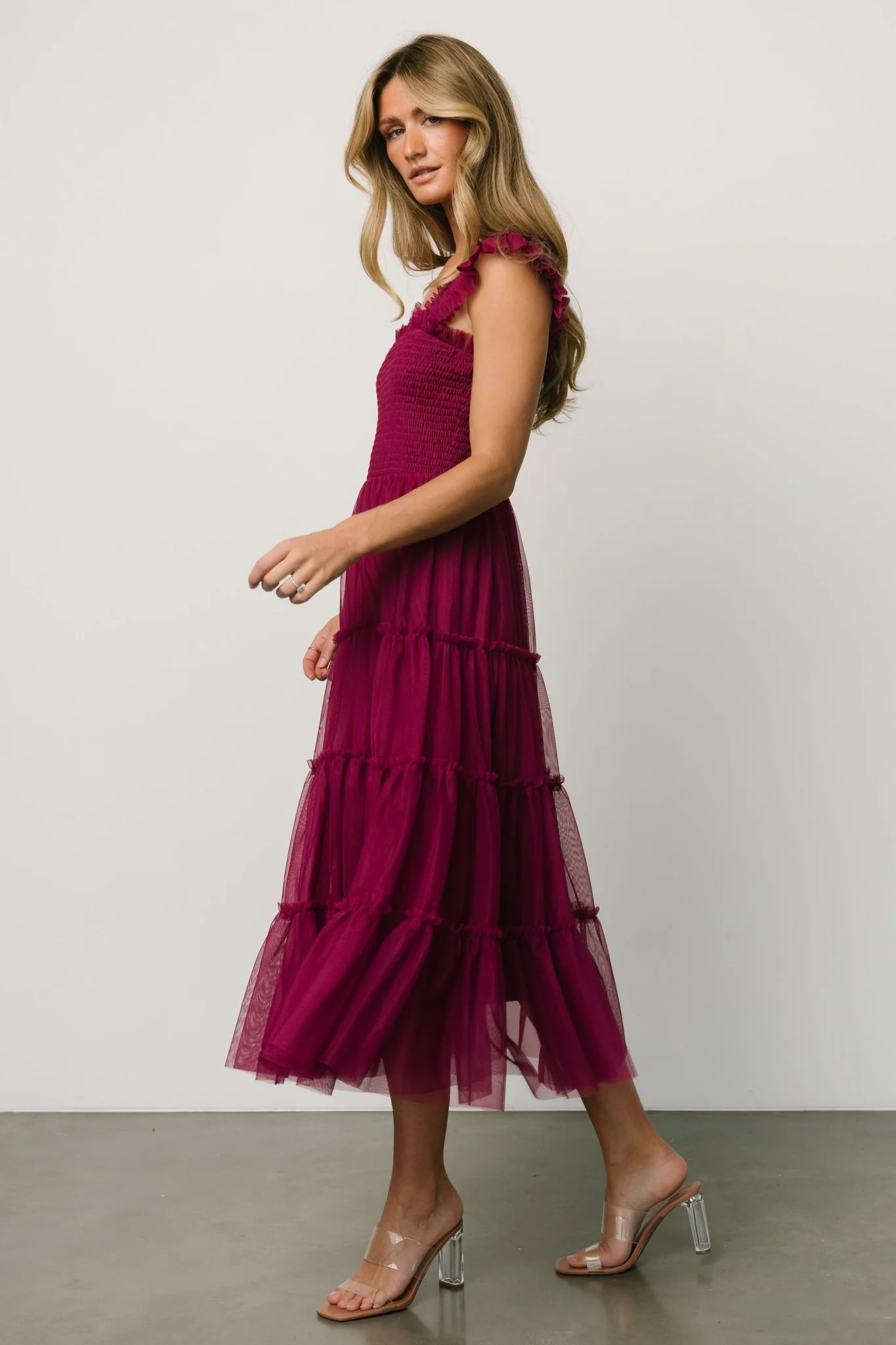 Emma Smocked Tulle Dress | Boysenberry