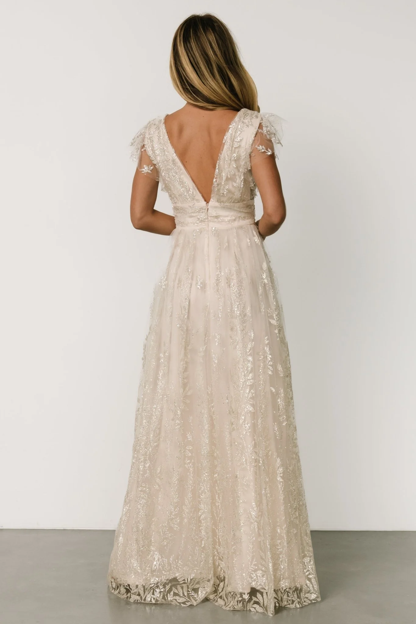 Karina Shimmer Gown | Ivory + Silver