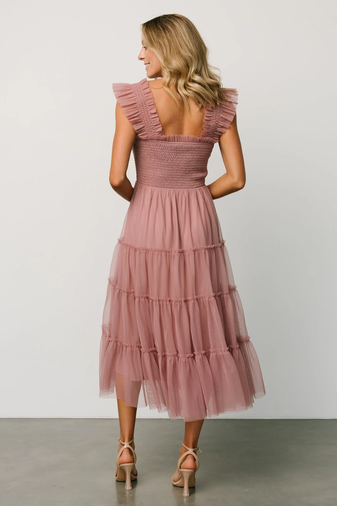 Emma Smocked Tulle Dress | Dusty Rose