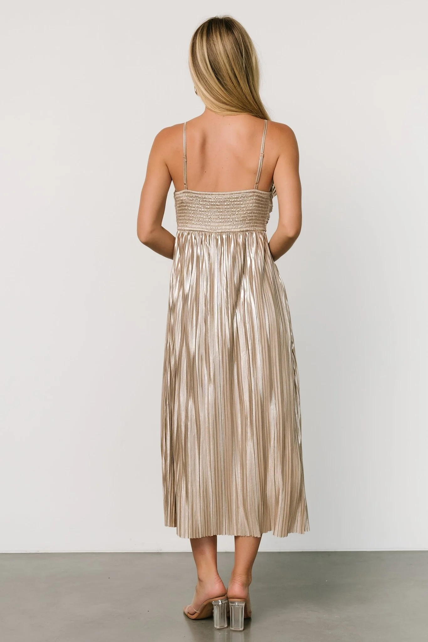Cecilia Pleated Dress | Champagne