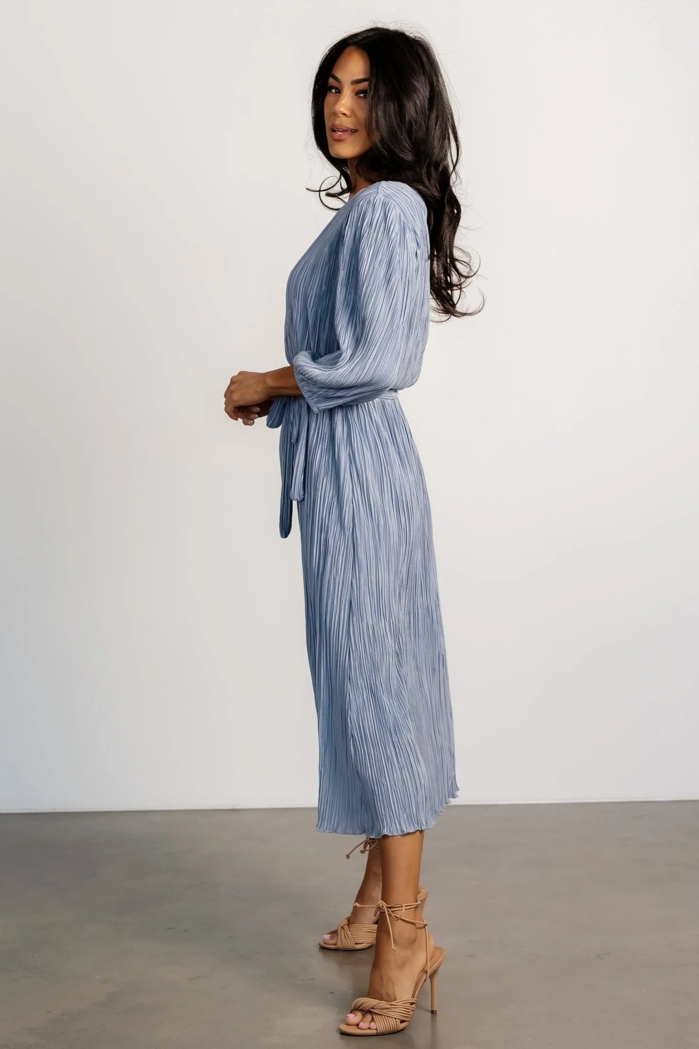 Bethany Pleated Midi Dress | Light Blue