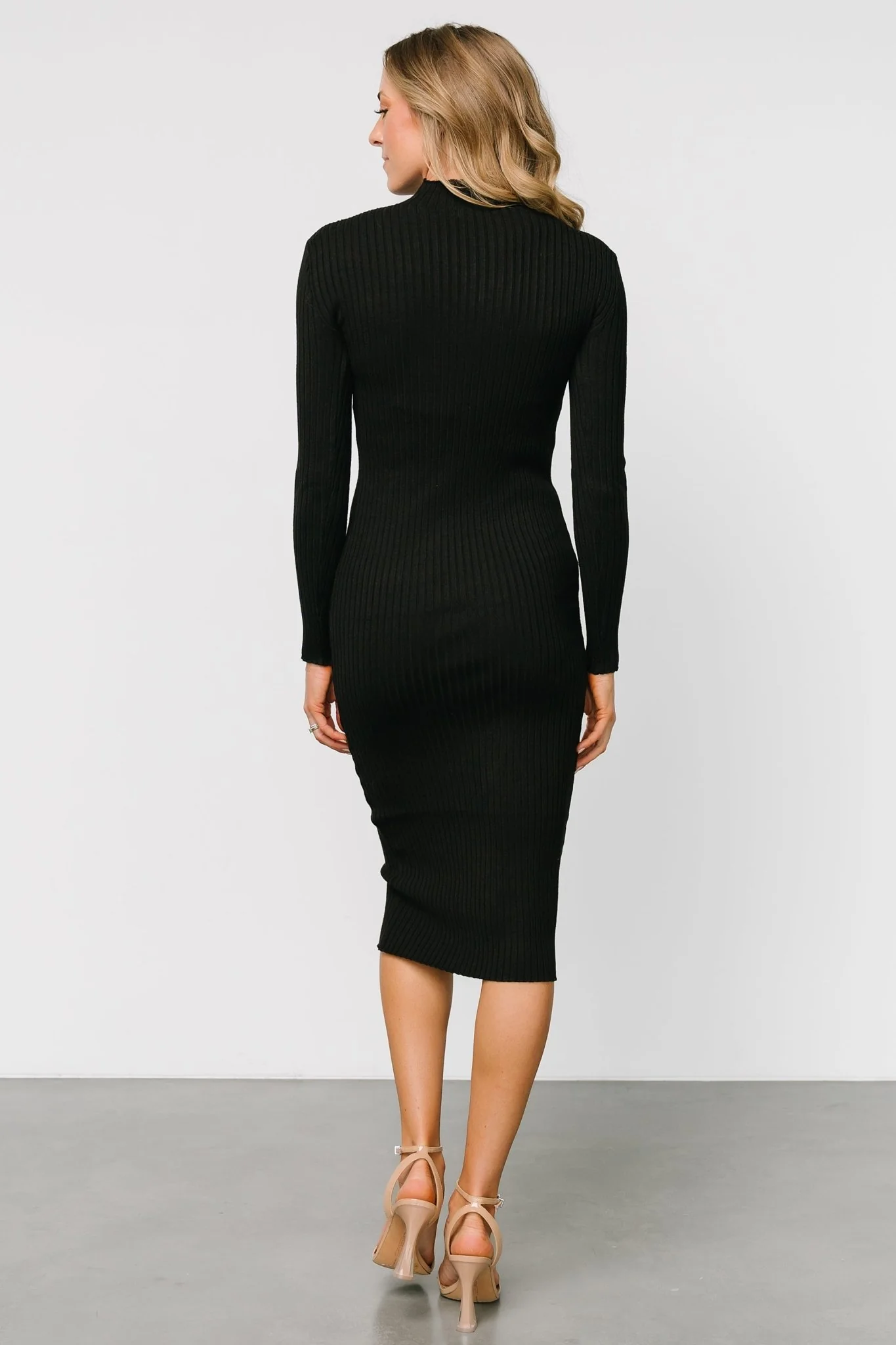 Lindsey Mock Neck Midi Dress | Black