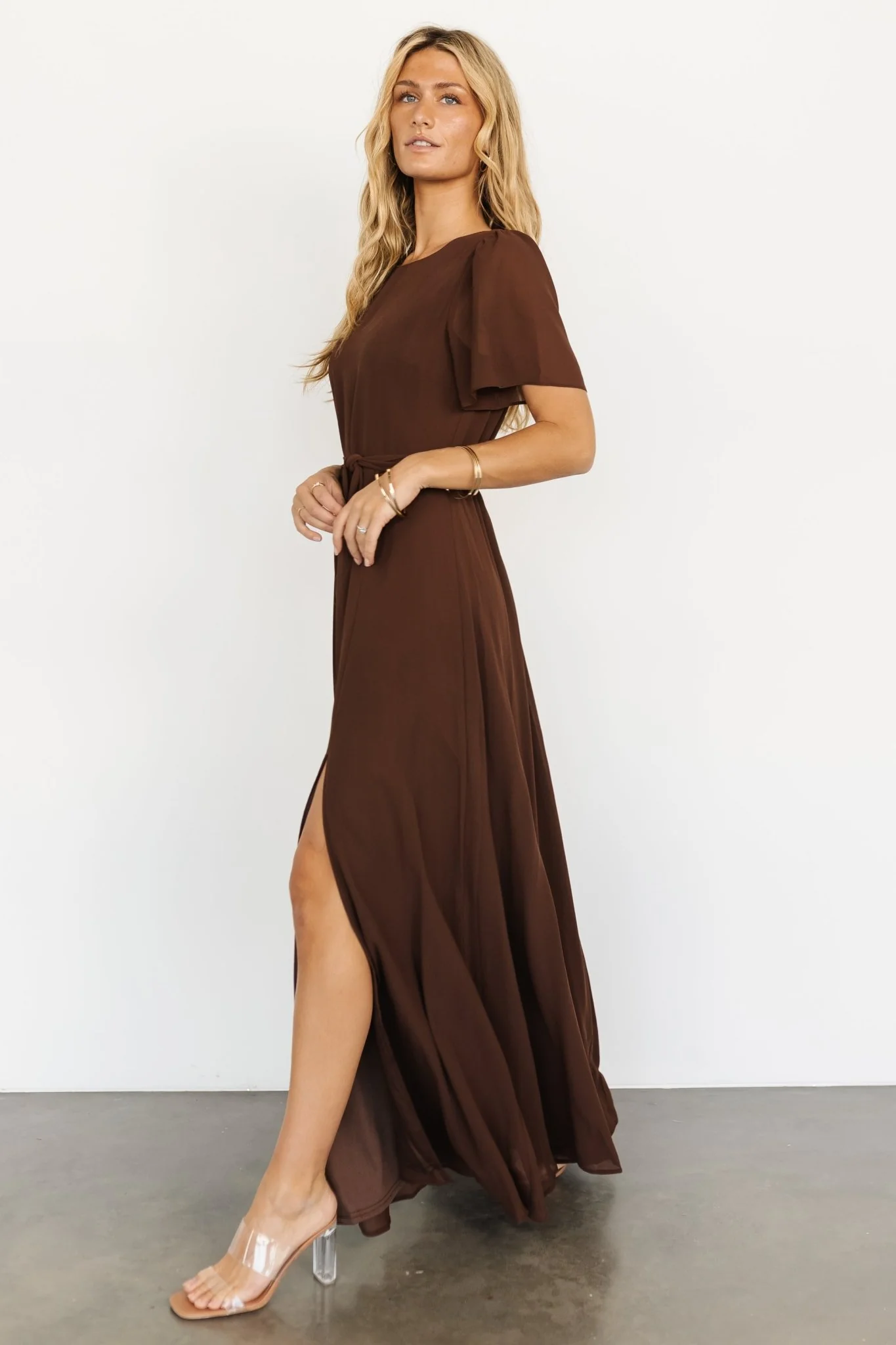 Naomi Short Sleeve Maxi Dress | Espresso