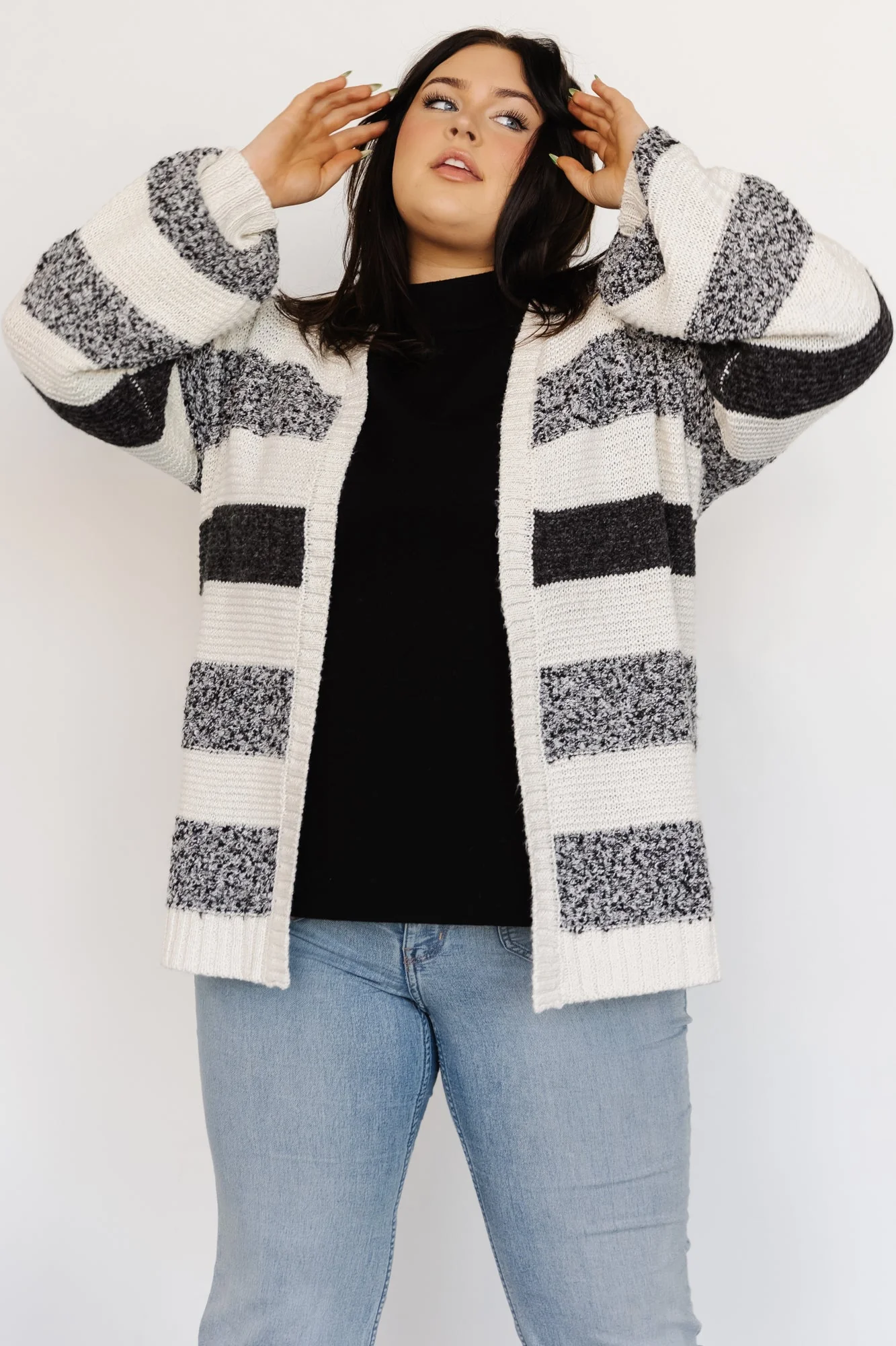 Banff Stripe Cardigan | Black + Ivory
