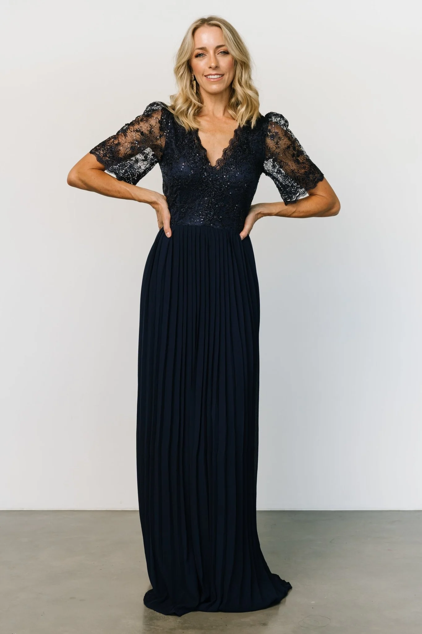 Josephine Pleated Maxi Dress | Navy