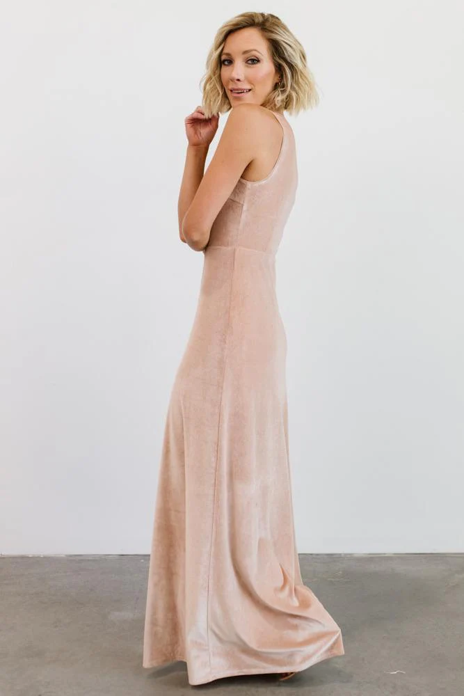 Tatiana Velvet One Shoulder Maxi Dress | Champagne