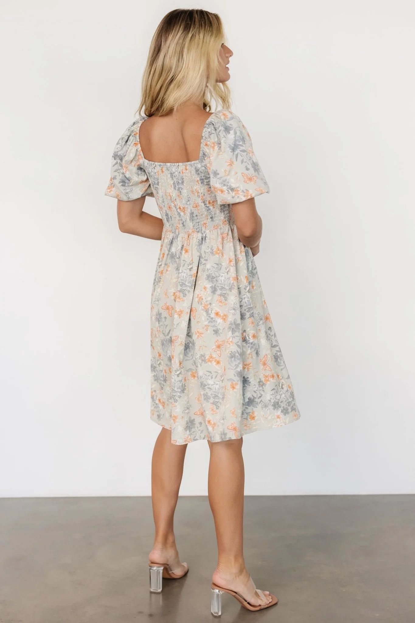 Sonnet Short Dress | Dusty Blue Print