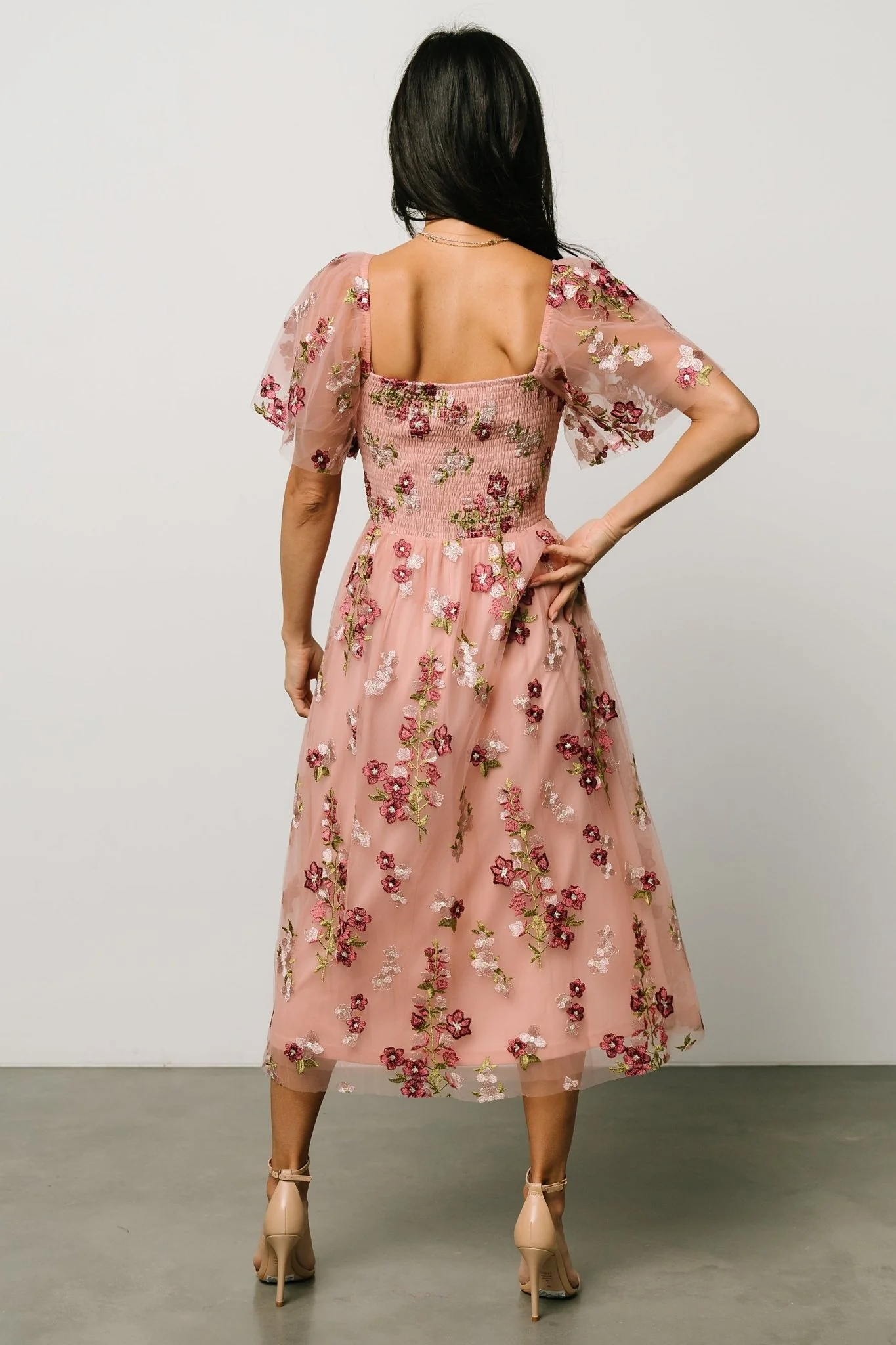 Gwyneth Tulle Midi Dress | Blush Floral