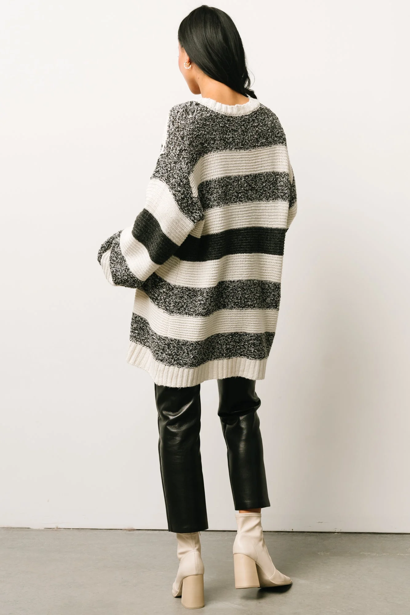 Banff Stripe Cardigan | Black + Ivory