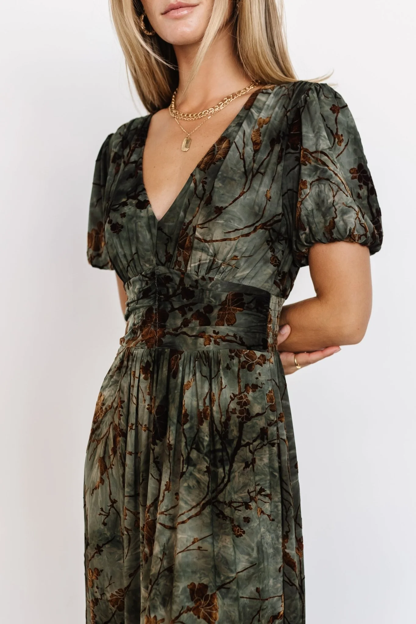 Leslie Velvet Maxi Dress | Green + Copper