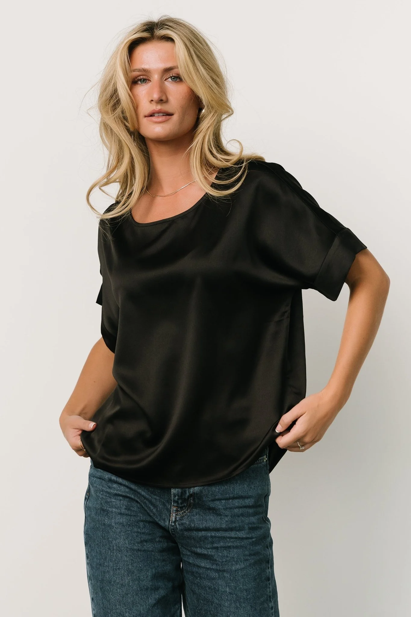 Rory Satin Top | Black