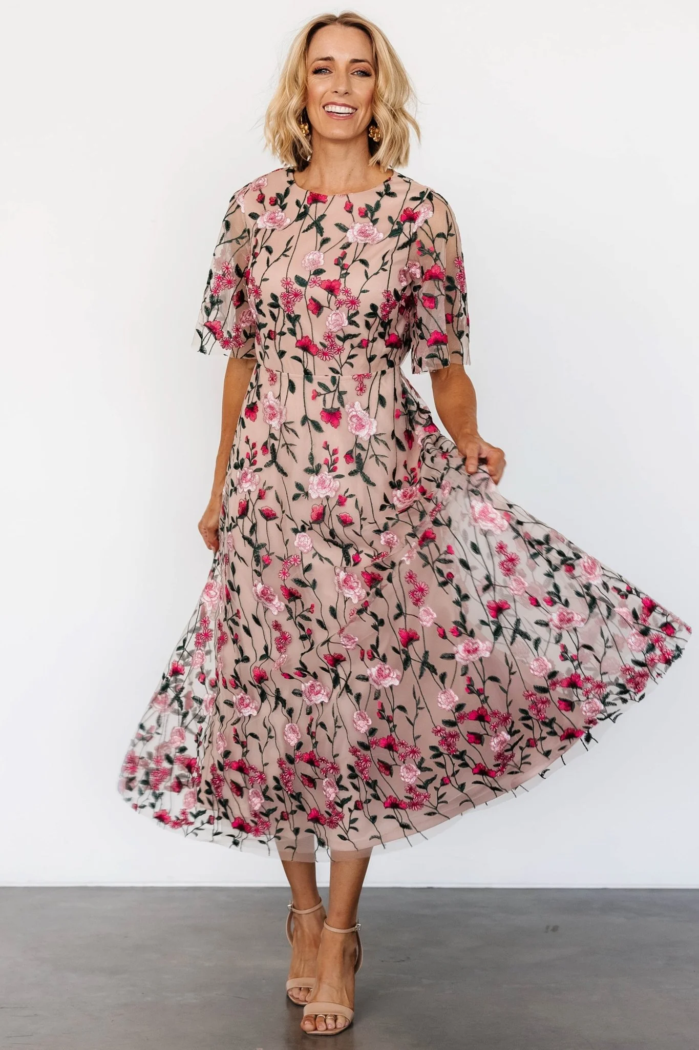 Arabella Embroidered Tulle Maxi Dress | Rose Garden
