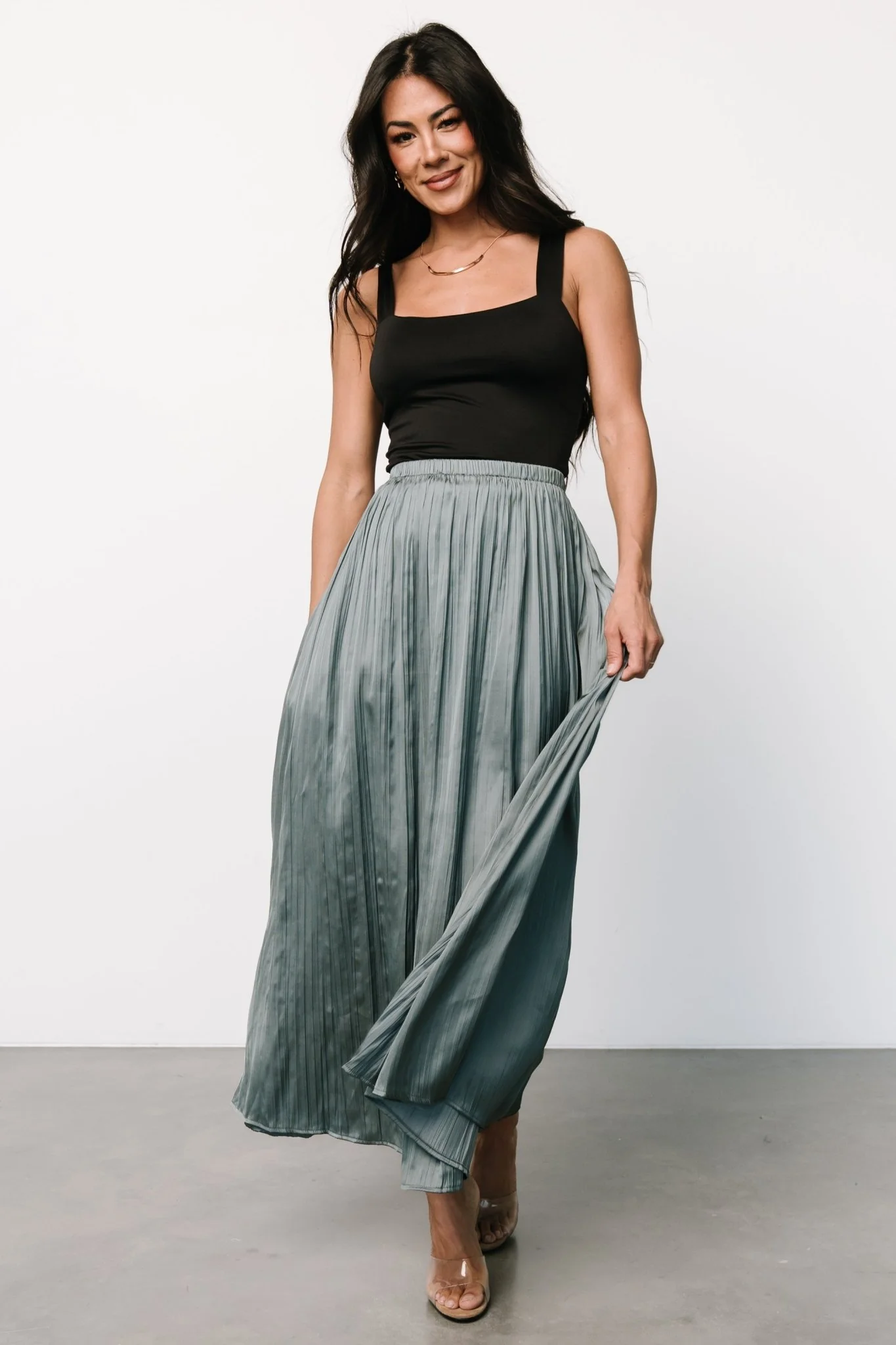 Baker Satin Skirt | Eucalyptus