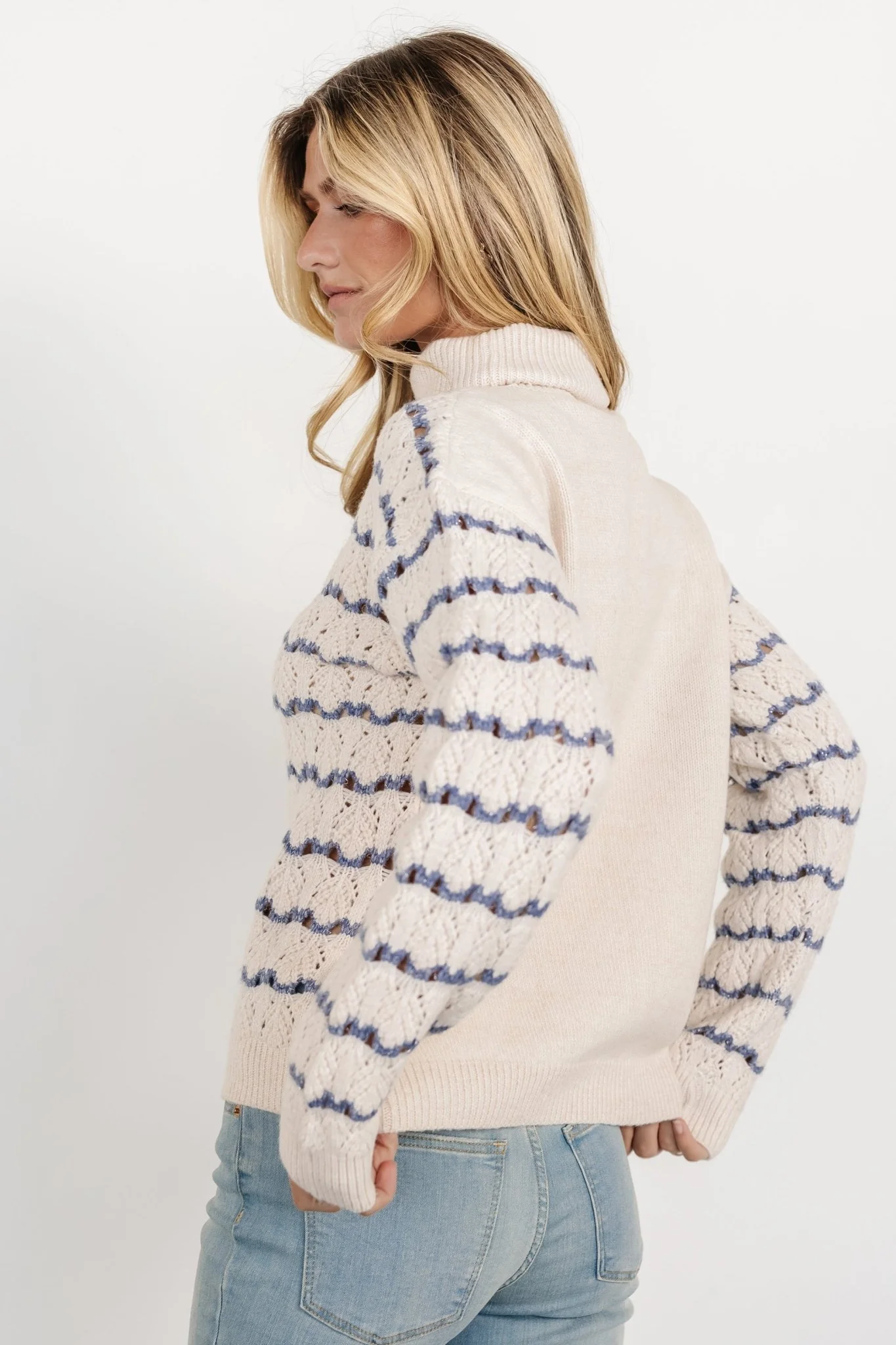 Hollis Knit Sweater | Ivory + Blue