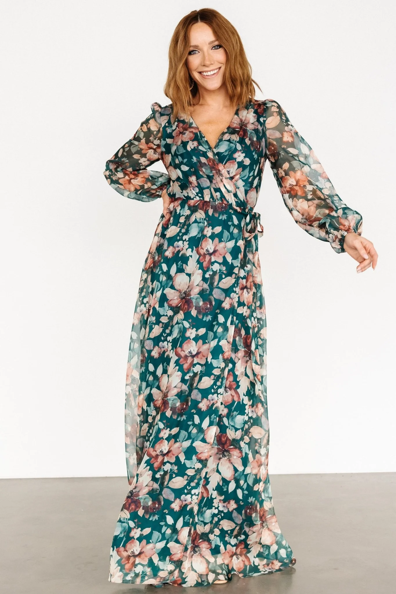 Maura Wrap Maxi Dress | Emerald Floral