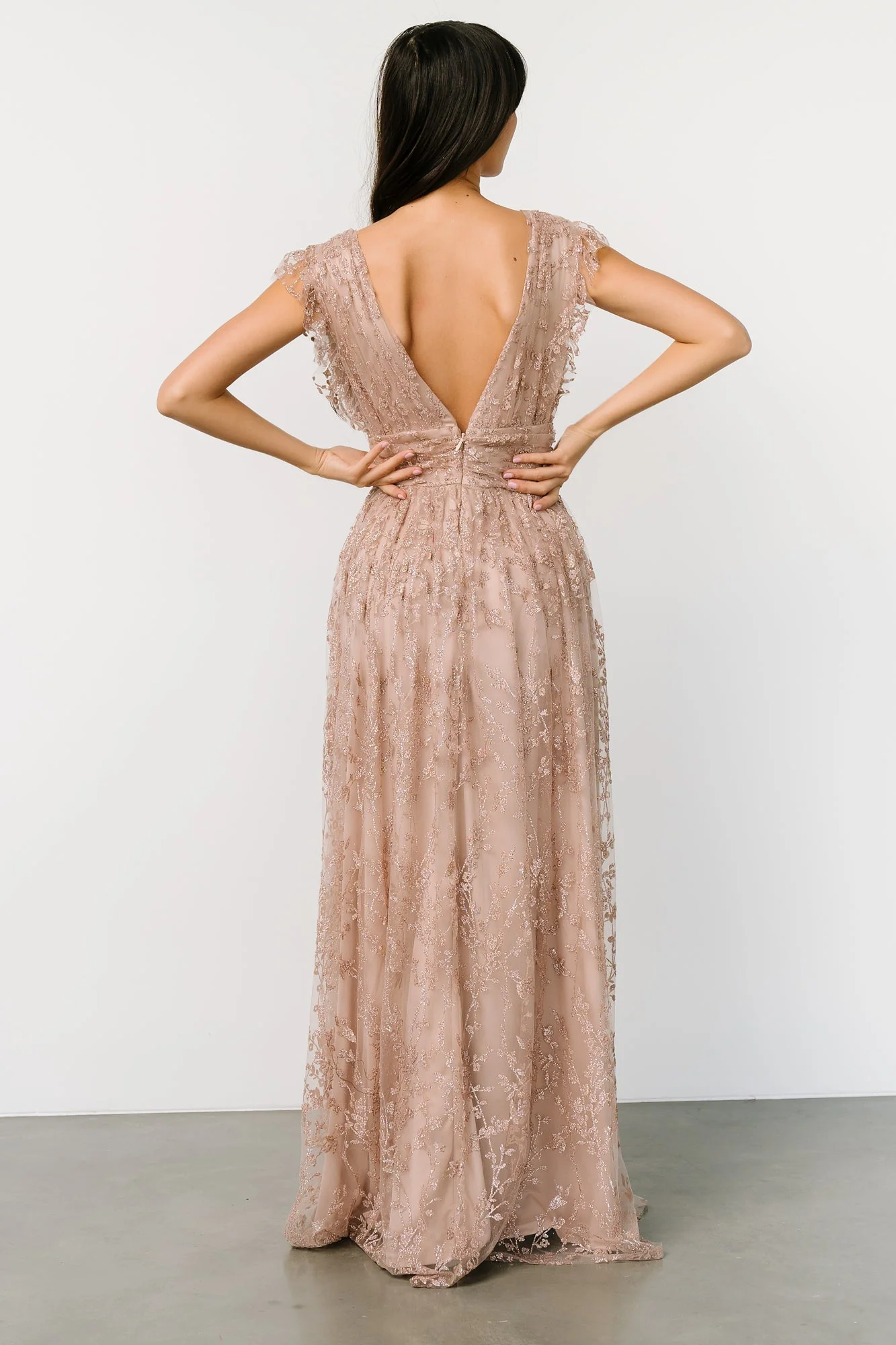 Arlene Shimmer Gown | Nude Rose