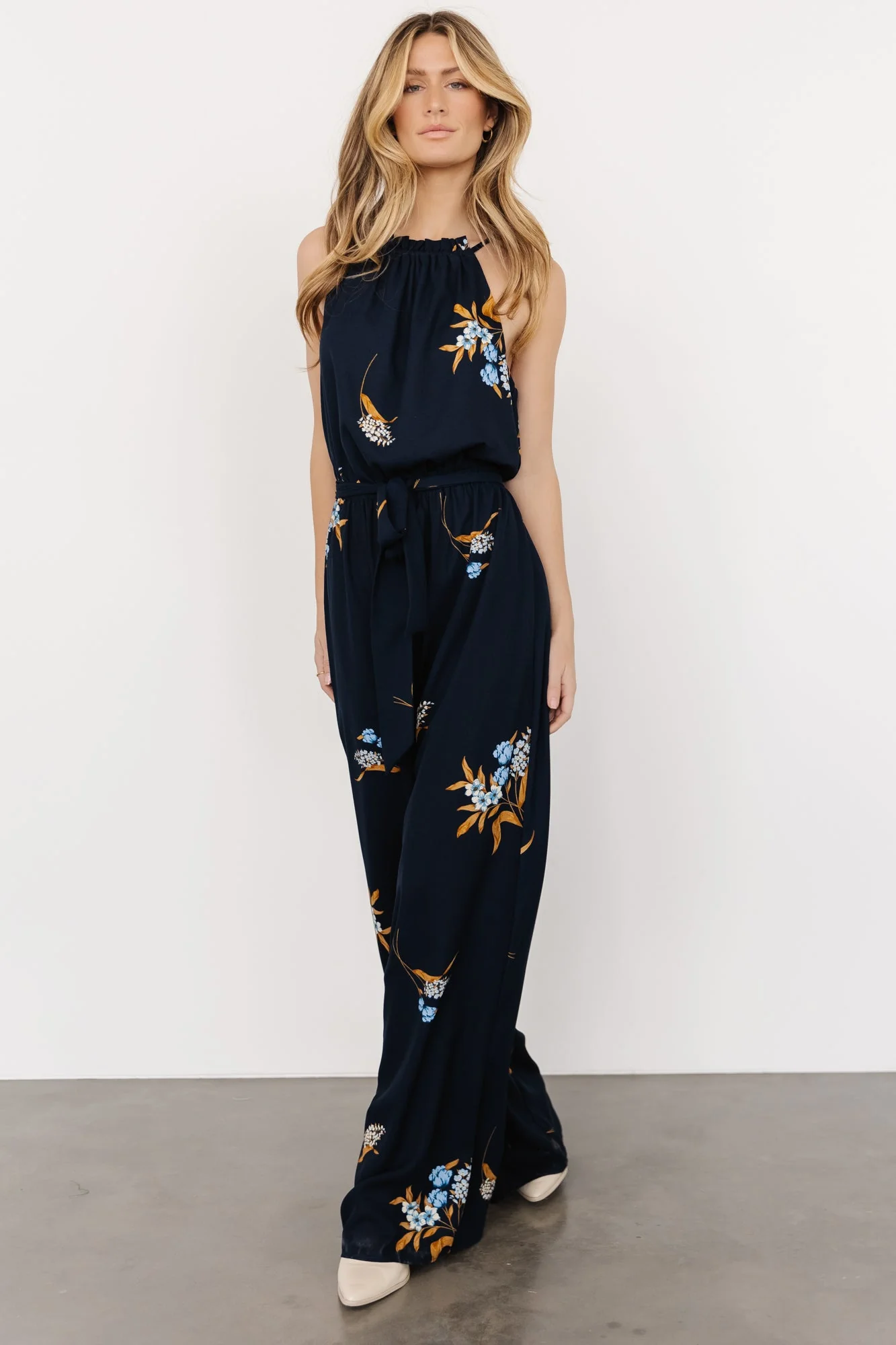 Alameda Halter Jumpsuit | Navy Blue Floral