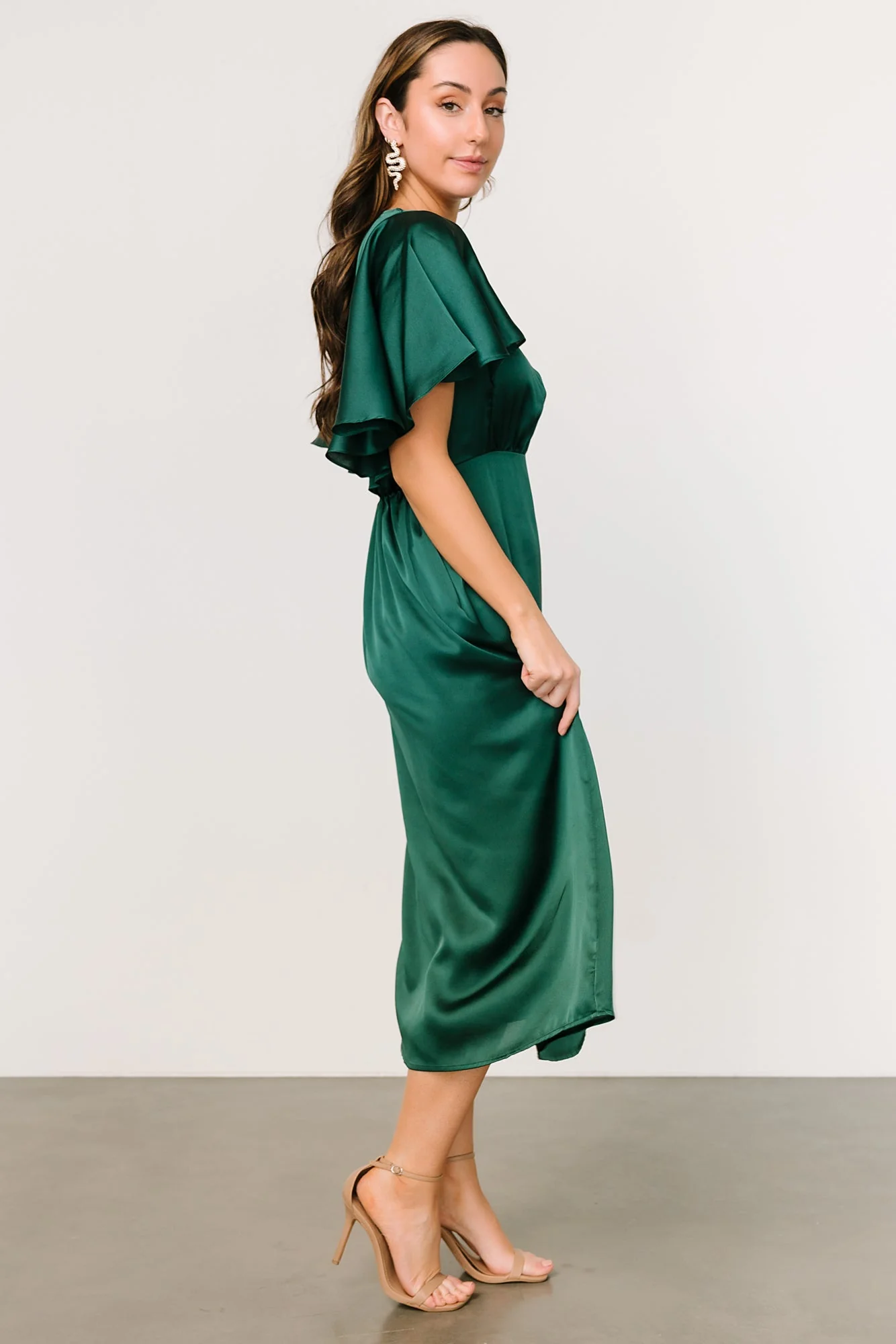 Cinta Satin Midi Dress | Emerald