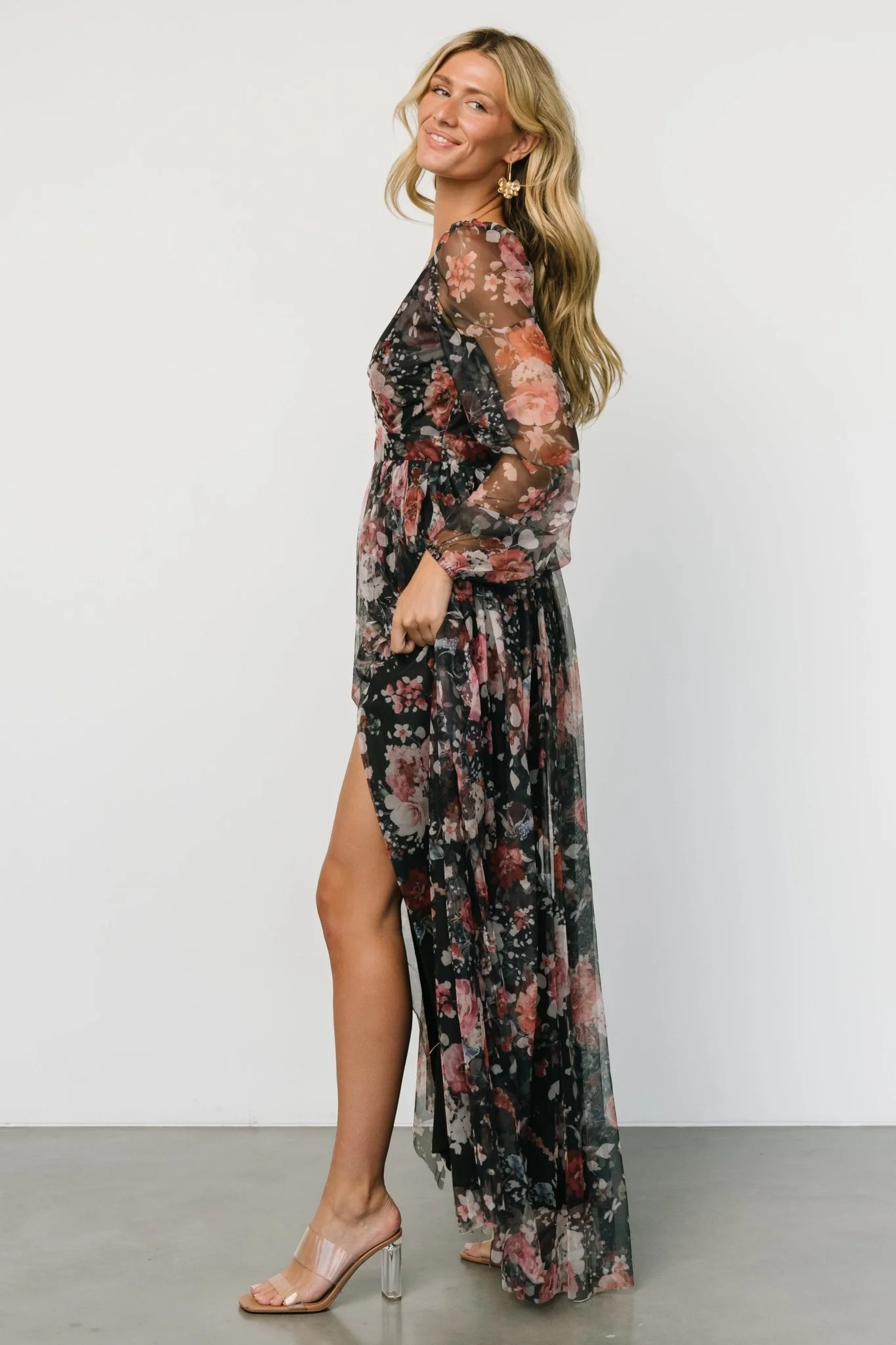 Desiree Tulle Maxi Dress | Black + Berry