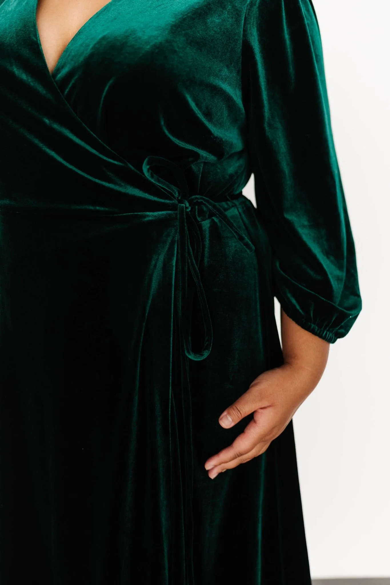 Beckinsale Velvet Wrap Dress | Dark Green