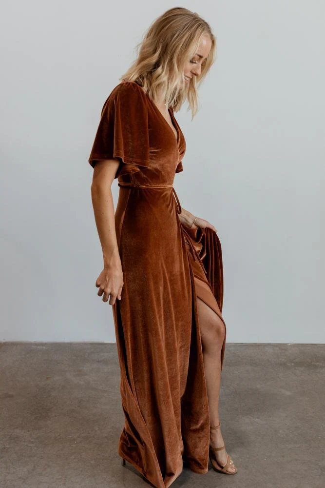 Meghan Velvet Wrap Maxi Dress | Spice